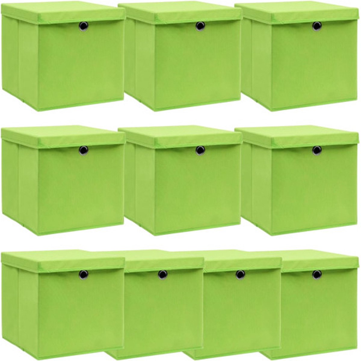 vidaXL - Opbergboxen - met - deksel - 10 - st - 32x32x32 - cm - stof - paars