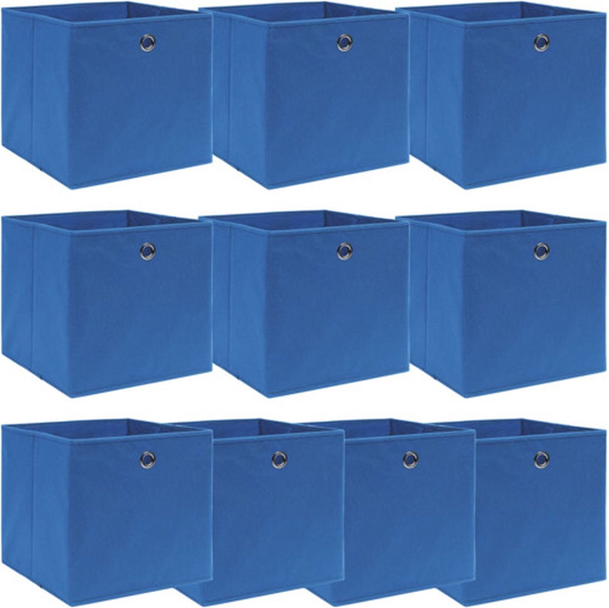 vidaXL - Opbergboxen - 10 - st - 32x32x32 - cm - stof - blauw