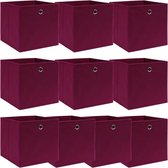 vidaXL-Opbergboxen-10-st-32x32x32-cm-stof-donkerrood