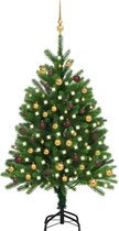 vidaXL - Kunstkerstboom - met - verlichting - en - kerstballen - 120 - cm - groen