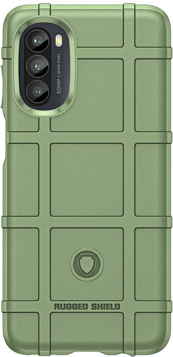 MobyDefend Hoesje - Geschikt voor Motorola Moto G82 - Rugged Shield TPU Backcover - Groen