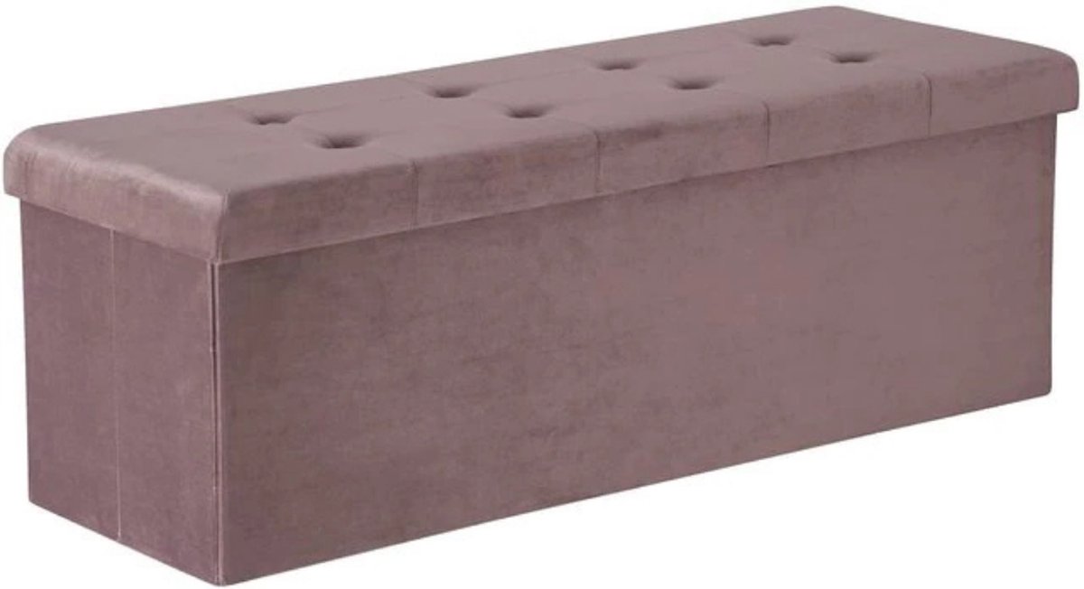 Poef - Roze Velvet - Opbergpoef - Hocker - Bankje - Schoenenbankje - Opslag Poef - Woonkamer, Hal, Slaapkamer