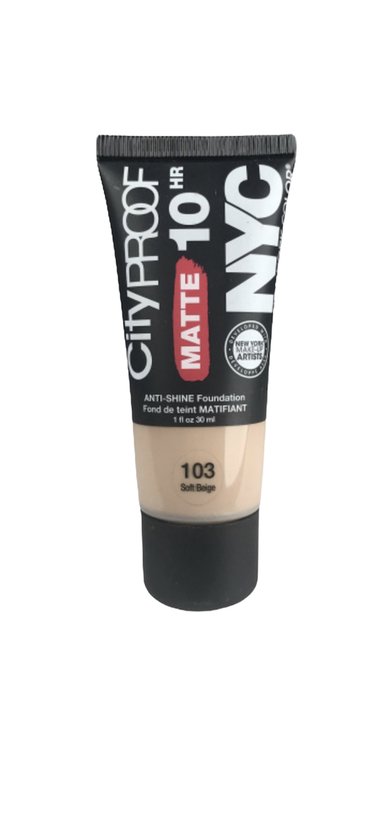 NYC City Proof Matte Foundation 10HR 103 Soft Beige 30ml