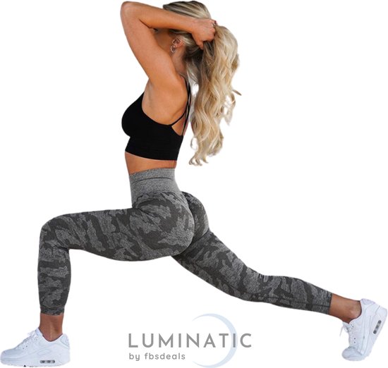 Sportlegging Dames - Yoga Legging - Fitness Legging - Legging Dames - Sport Legging - Shapewear Dames - Camouflage Broek - Camo - Luminatic® - Donker Grijs - Maat S — afbeelding 4