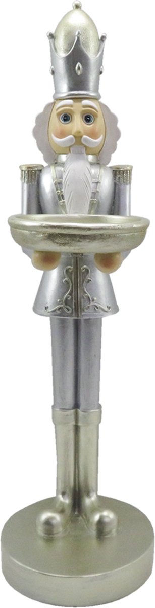 Clayre & Eef Beeld Notenkraker 40 cm Zilverkleurig Wit Kunststof