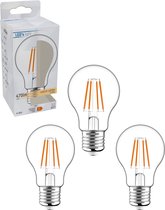 ProLong Ampoule LED Filament E27 - Blanc Chaud - A60 Poire Clair - 4.5W Remplace 40W - 3 Ampoules