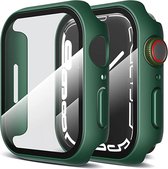 MDblue® - Screenprotector - Case - Hoesje - geschikt voor Apple Watch Series 7 - Apple Watch Series 8 - 45 mm - 9H Gehard Glas - Groen Army