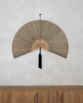 Bamboe waaier Extra Large | Bamboo wanddecoratie | Wanddecoratie waaier met kwastjes | Interieur eyecatcher | Japandi stijl