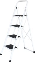 IVOL Escalier domestique 4 marches - Escalier de cuisine Pliable - Grijs - Antidérapant - Max. hauteur 93cm