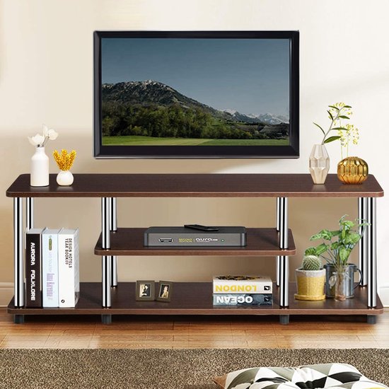Meuble TV, meuble TV 3 couches, meuble TV de Divertissement LED et écran  plat avec... | bol.