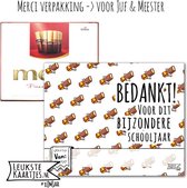 Kaartkadootje Merci -> Juf & Meester - No:12 (Merci Chocolade - Bedankt bijzondere schooljaar-reepjes) - LeuksteKaartjes.nl by xMar