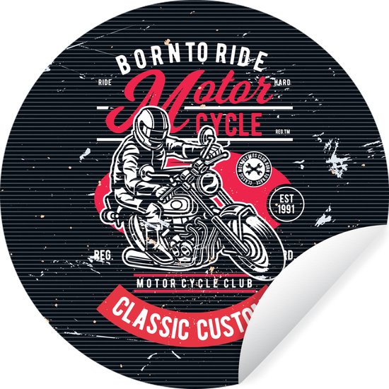 WallCircle - Stickers muraux - Cercle de papier peint - Mancave - Moto - Véhicules - Vintage - ⌀ 140 cm - Cercle mural - Auto-adhésif - Sticker papier peint rond