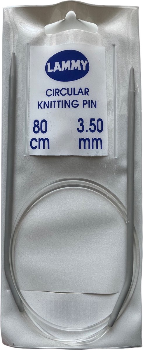 Rondbreinaald 3,5mm - Lammy Yarns - aluminium breinaald met touw - totaallengte 80cm