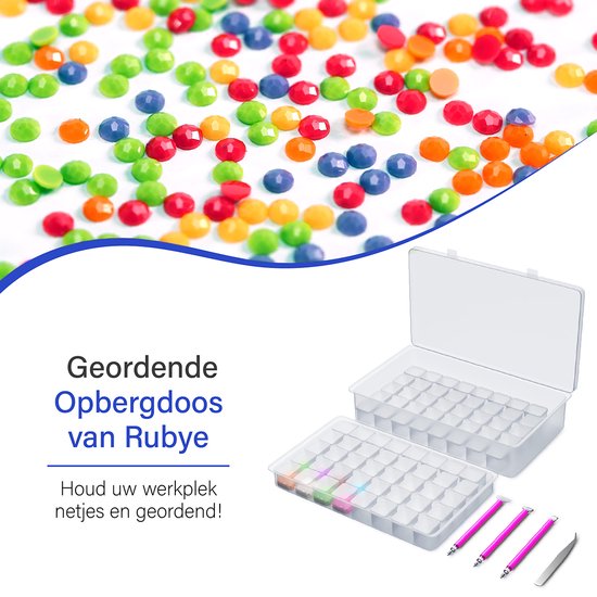 Boîte de rangement pour Adultes Rubye® Peinture de diamants 84 compartiments - stylo compris