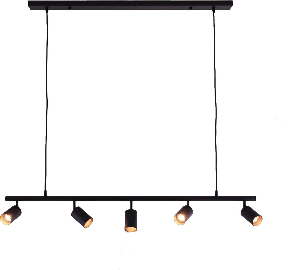 Hanglamp Spottie - zwart spots - 5xGu10 - draaibaar kantelbaar - 120cm
