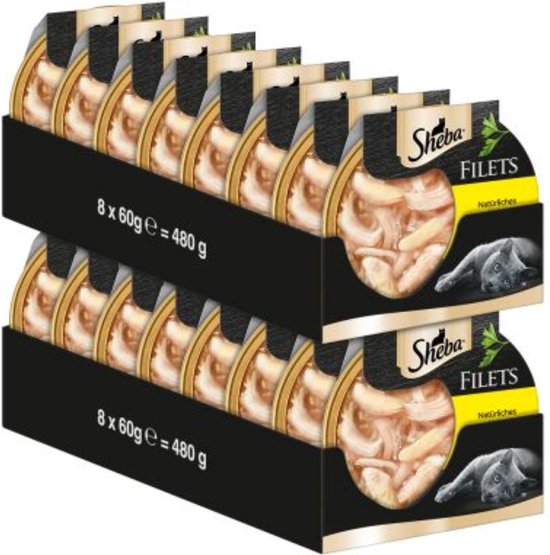 Sheba Filets - Kattenvoer natvoer - Kipfilet stukjes in saus - 16 x 60 g