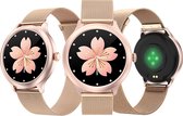 Joyage® Smartwatch Dames Rose Goud - Lange batterijduur - HD Full Touchscreen - Dames Horloge Goudkleurig - Waterdicht - Stappenteller - Hartslagmeter - Belfunktie - Android en IOS
