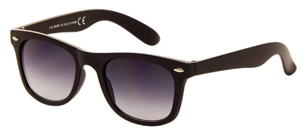 Hidzo Volwassen Vierkant Zonnebril Mat Zwart - UV 400 - Zwarte Glazen - Inclusief Brillekoker