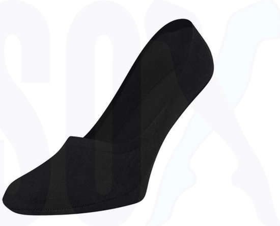 SOX 3 PACK kousenvoetjes of sneakersokken Zwart 43/46 Unisex 95% katoen met 100% garantie om aan te houden door silicone boordje rondom