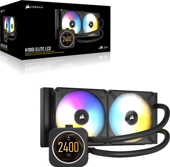 CORSAIR iCUE H100i ELITE LCD Display Vloeistofkoelsysteem processor
