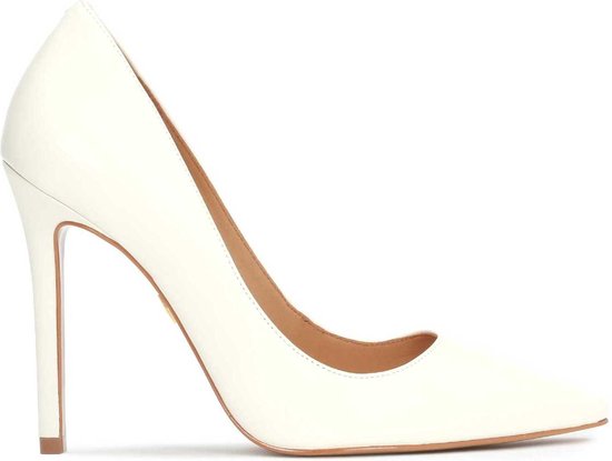 Sandales Compensées ZARA En Cuir Verni Blanc Cassé - Taille 36 - Fabriquées En Espagne