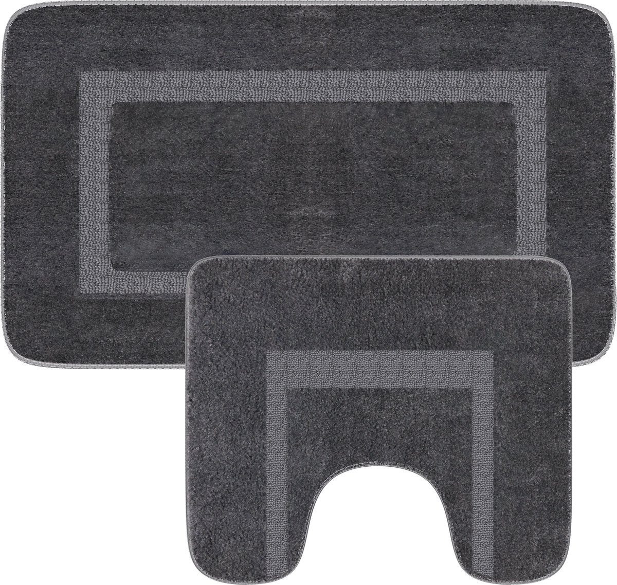 Loti Living Badmat Set Met Toiletmat Antislip – Douchemat – Badmat Badkamer – Vloermat – Badmat set wc mat – Badmat set antislip - Grijs - 50x80 cm + 50x40 cm - Loti Living