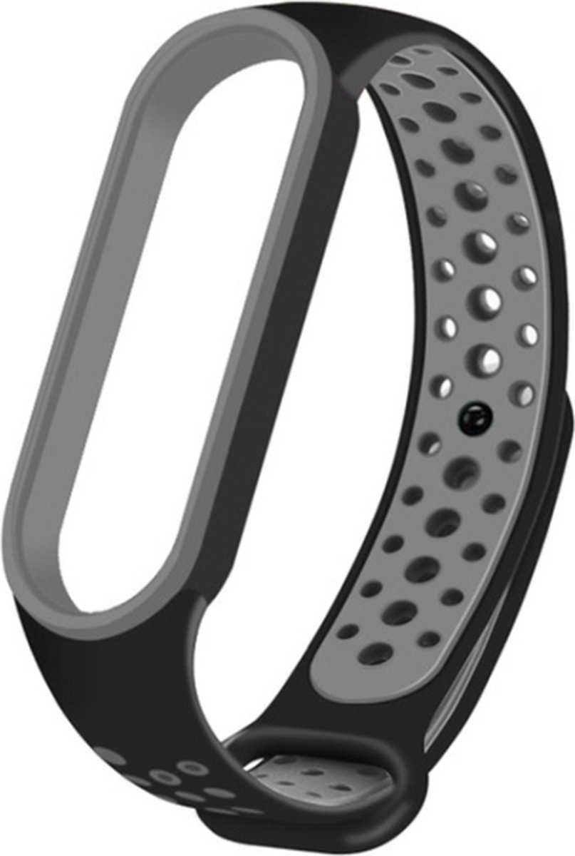 Siliconen bandje - geschikt voor Xiaomi Mi Band 5 / Mi Band 6 - zwart-grijs