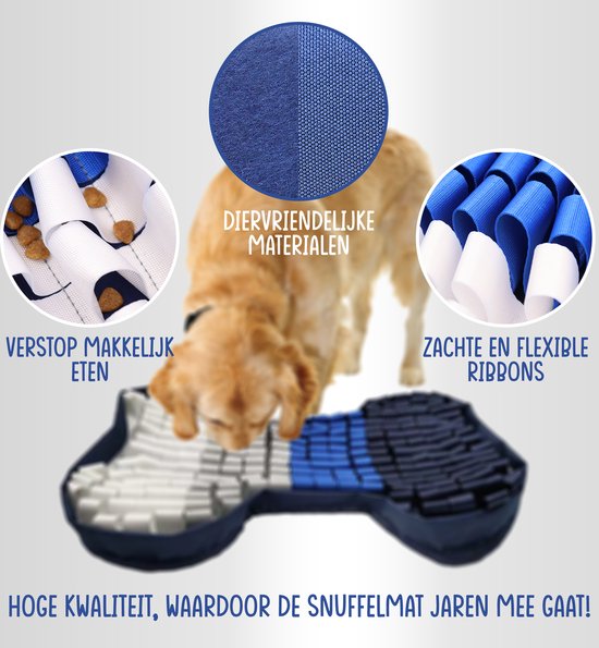 VEDIC® - Hondenbot Snuffelmat Blauw - Hondenspeelgoed- Antischrok - Nylon - Hondenspeelgoed - Honden en Katten - Intelligentie - Slow feeder - Voerbak