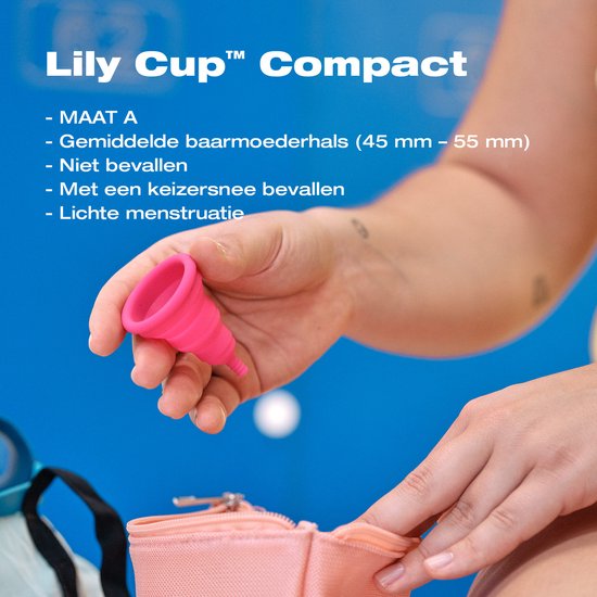 Intimina - Lily Compact Cup maat A - kleine menstruatiecup met plat opvouwbaar compact design - Intimina