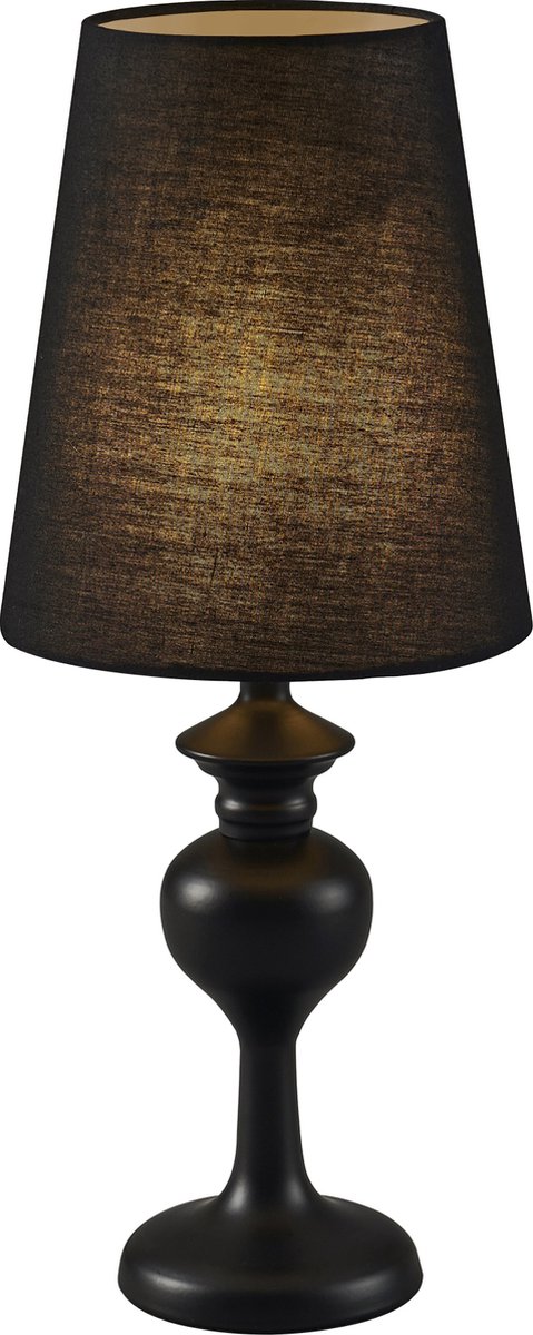 Teamson Home Colton Metaal Tafellamp - Zwart Weefsel Lampenkap - Zwart Lampvoet