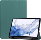 Case2go - Tablet hoes geschikt voor Samsung Galaxy Tab S8 (2022) - 11 inch - Flexibel TPU - Tri-Fold Book Case - Met pencil houder - Groen