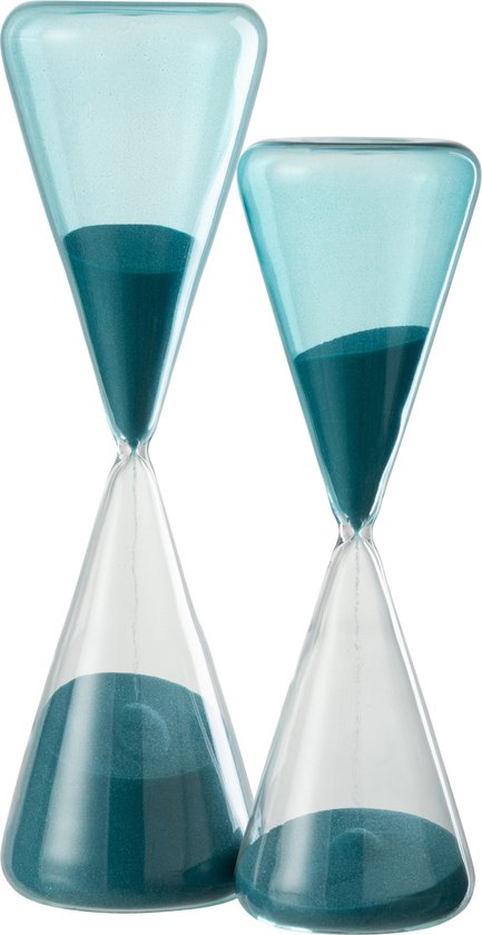 Afbeelding van het spel J-Line Zandloper Glas Blauw Large set van 2 stuks