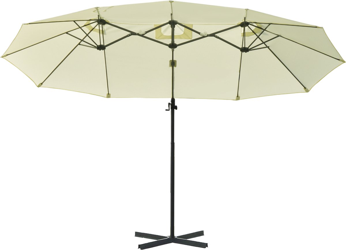 Outsunny Grote Parasol Dubbele Paraplu LED-verlichting Ovaal