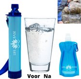 LifeBase® Personal Waterfilter - Waterzuivering - Waterfles - Waterfilter Survival - Outdoor - Met waterzak - Kamperen en Wandelen - Filtert tot 1500L