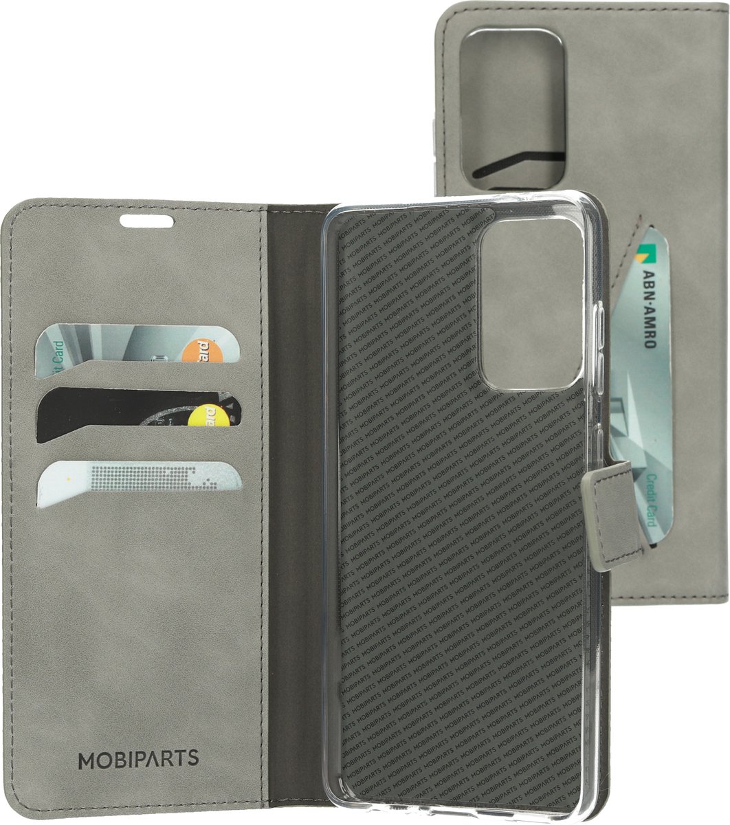 Samsung Galaxy A52 Hoesje - Mobiparts - Classic Wallet Serie - Kunstlederen Bookcase - Grijs - Hoesje Geschikt Voor Samsung Galaxy A52
