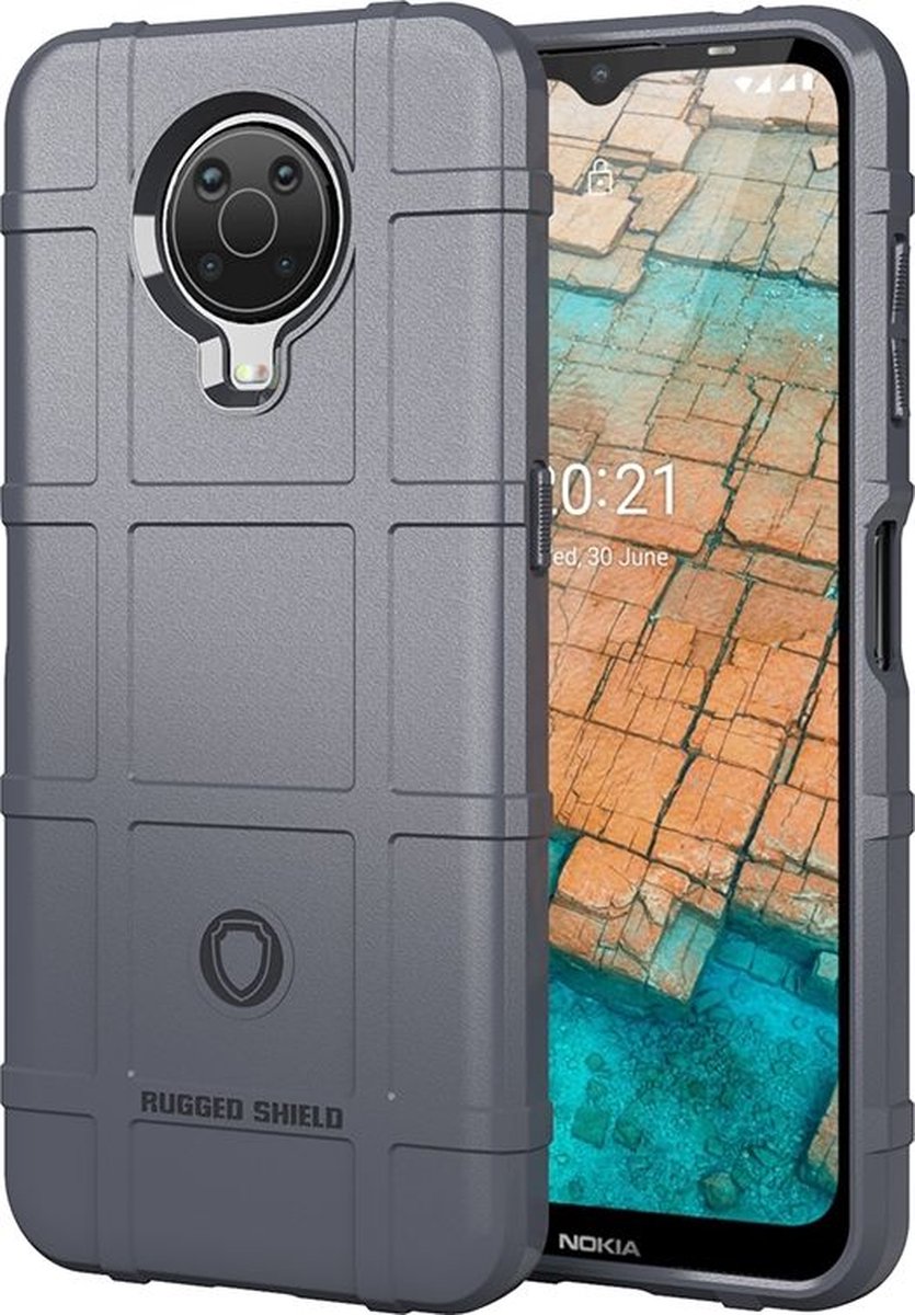 Mobigear Hoesje geschikt voor Nokia G10 Telefoonhoesje Flexibel TPU | Mobigear Rugged Shield Backcover Shockproof | Schokbestendig G10 Telefoonhoesje | Anti Shock Proof - Grijs