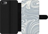 Bookcase Geschikt voor iPhone 8 telefoonhoesje - Marmer print - Geel - Patronen - Met vakjes - Wallet case met magneetsluiting