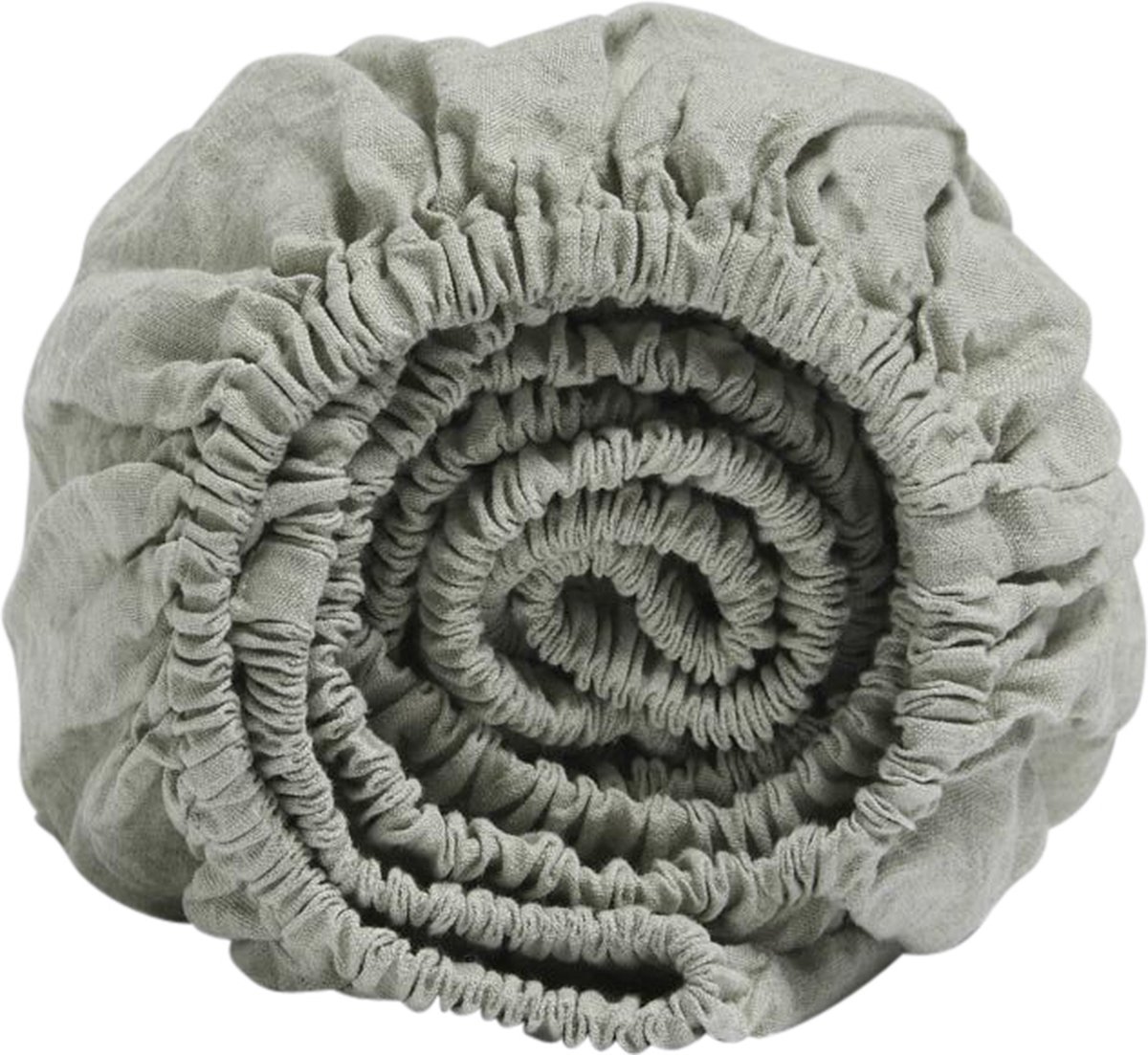 Yumeko hoeslaken gewassen linnen mistig groen 140x200x30 - Biologisch & ecologisch