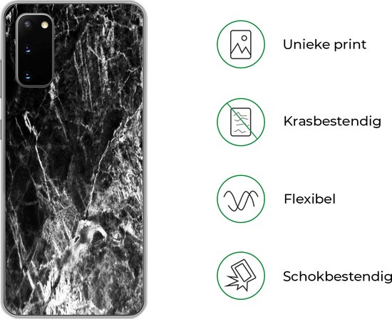 Telefoonhoesje Geschikt voor Samsung Galaxy S20 hoesje - Marmer print - Steen - Luxe - Siliconen Telefoonhoesje Telefoonhoesje