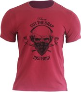 Fluory Cut the Crap Just Fight T-shirt Bordeaux Rood maat XL