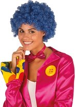 Blauwe clownspruik afro voor volwassenen met krulletjes