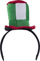 Pluche diadeem met groen/rood hoedje  - Verkleed accessoires Italiaanse hoed haarband