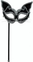 Masque oeil de chat sur bâton noir