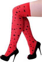 Overknee kousen lieveheersbeestje - rood - dames - carnaval - dierenpak - one size M/L