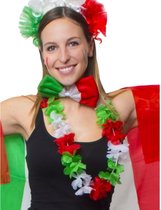 Hawaii krans bloemenslinger rood, groen en wit - kleuren van Italiaanse vlag