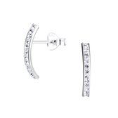 Zilver curved 24 kristal oorstekers | crystal ear studs | oorbellen dames zilver | Zilverana | sieraden vrouw | Sterling 925 Silver