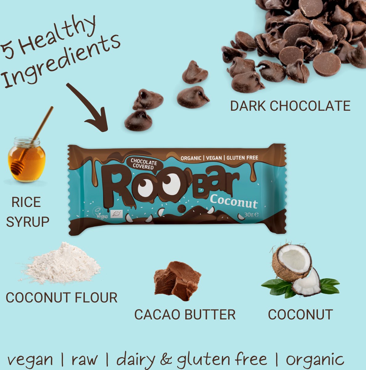 Roo'Bar | Chocolate Covered | Coconut Bar | Box 16 stuks