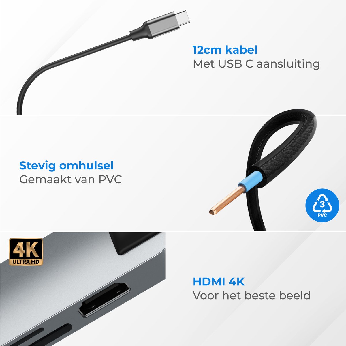 Nuvance - Hub USB C 3.0 - 7 Portes - Répartiteur USB - Connexion