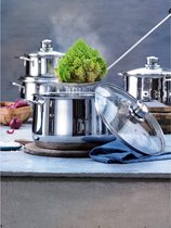 Pannenset met deksels 6 delig - duurzaam - luxe pannenset voor keuken - premium kwaliteit - makkelijk schoon te maken.