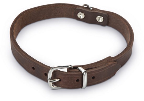 Beeztees - Halsband Hond - Leer - Bruin - 32-37 cm x 16 mm